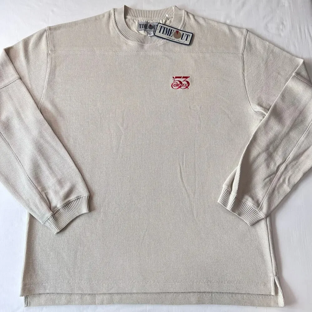 Cornell University class ‘53 Time Out Crewneck beige sweater men’s size Medium